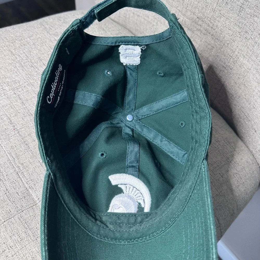 Michigan‎ State Spartans Baseball Cap Green White S Logo Adjustable Strap